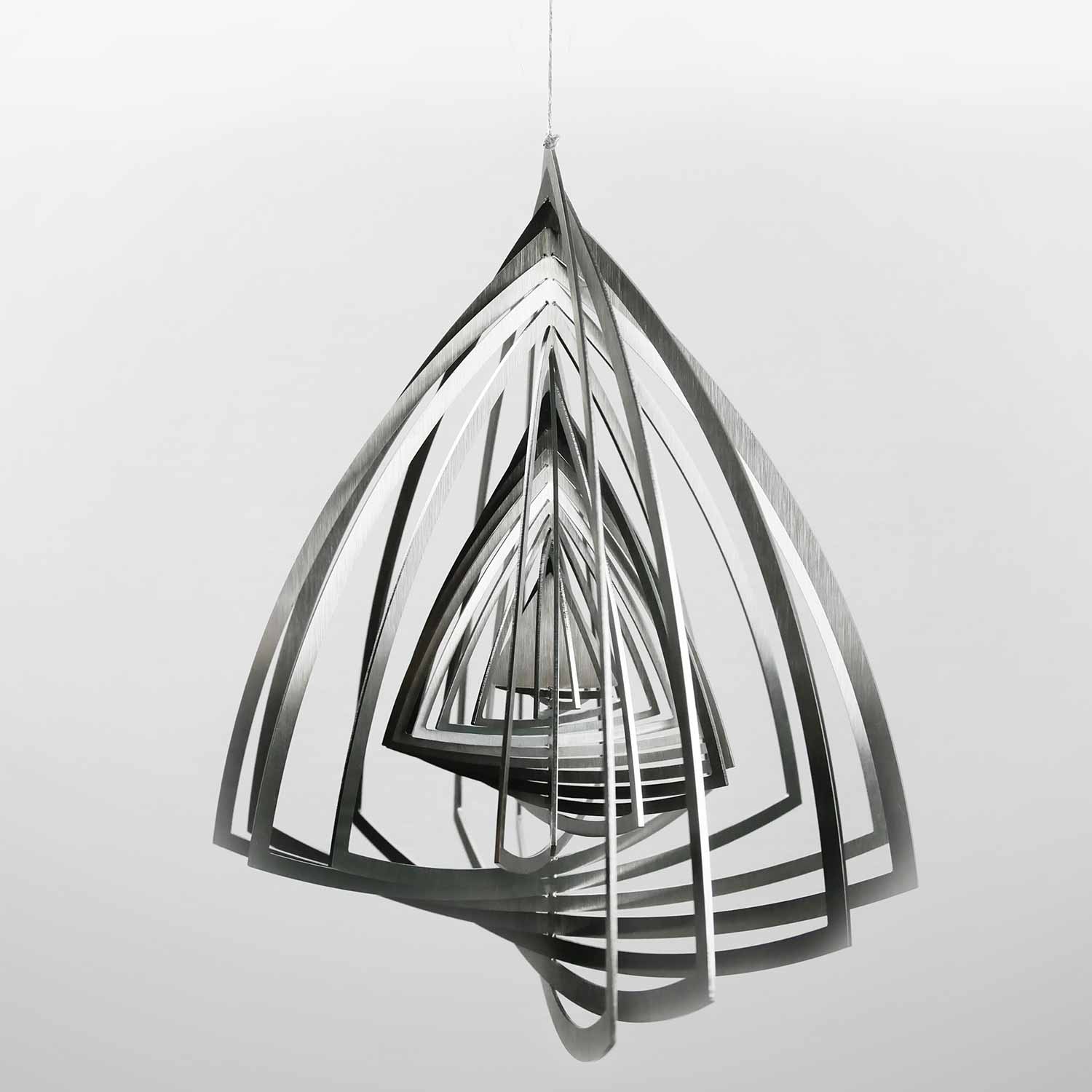 Dekoration für innen & außen 3D Windspiel aus Edelstahl mit Glaskugel DREIECK 